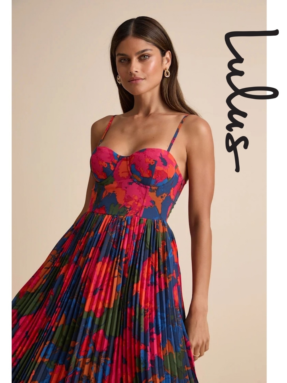 Dorothy Dark Blue Multi Floral Print Pleated Midi Dress